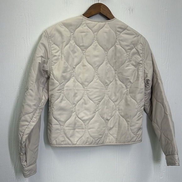 H&M - Quilted Taupe Brown ButtonFront Pockets Long Sleeve Lightweight Jacket XS - Picture 11 of 11